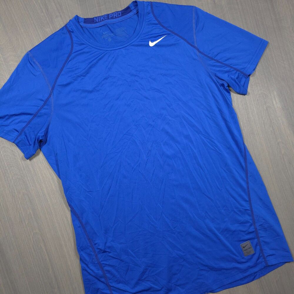 Nike Pro Dri FIT Royal Blue Short Sleeve Men's Shirt Size Large
